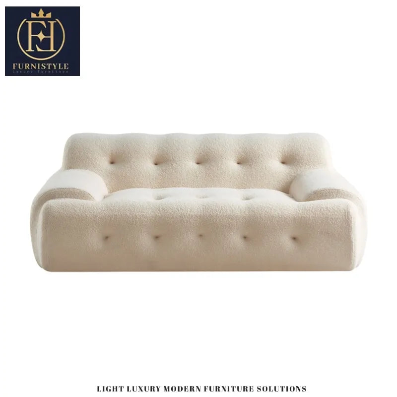 American Free Shipping Modern 3-Seater Loveseat Sectional Sofa White Fabric Compression Set for Living Room Modern Style