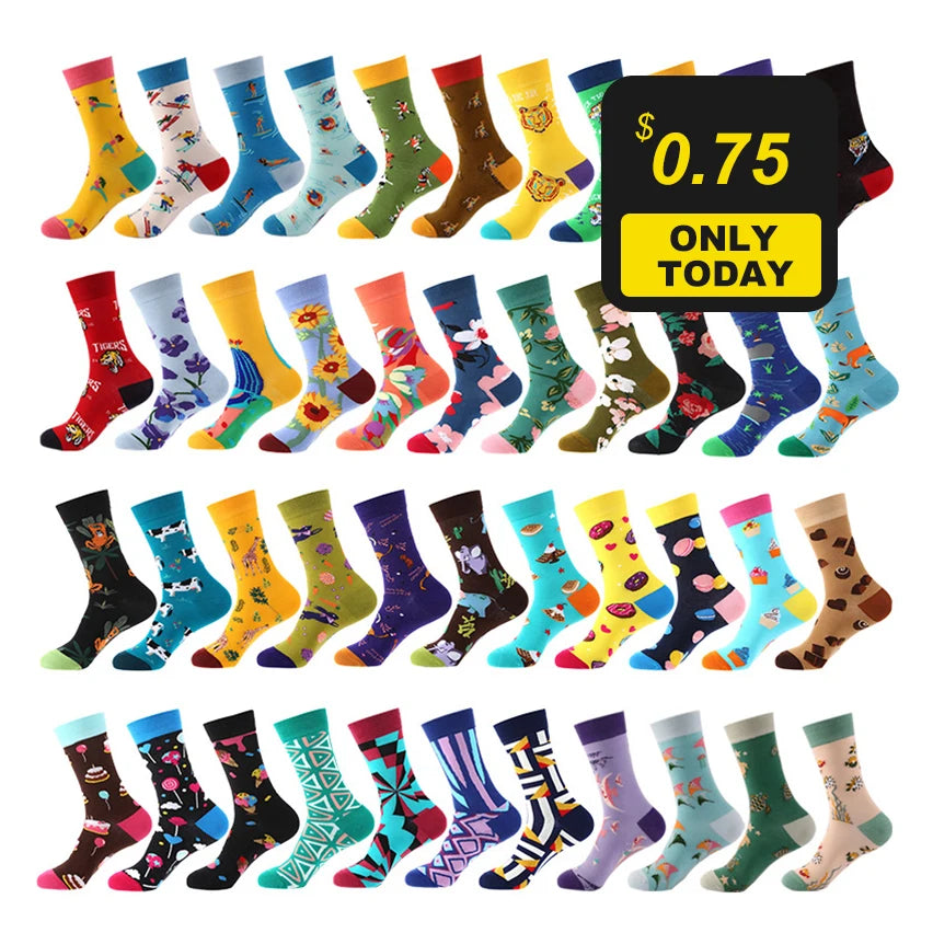 Bulk Wholesale Personality Crew Designer Socks Unisex Cotton Novelty Funny Men Dress Sock