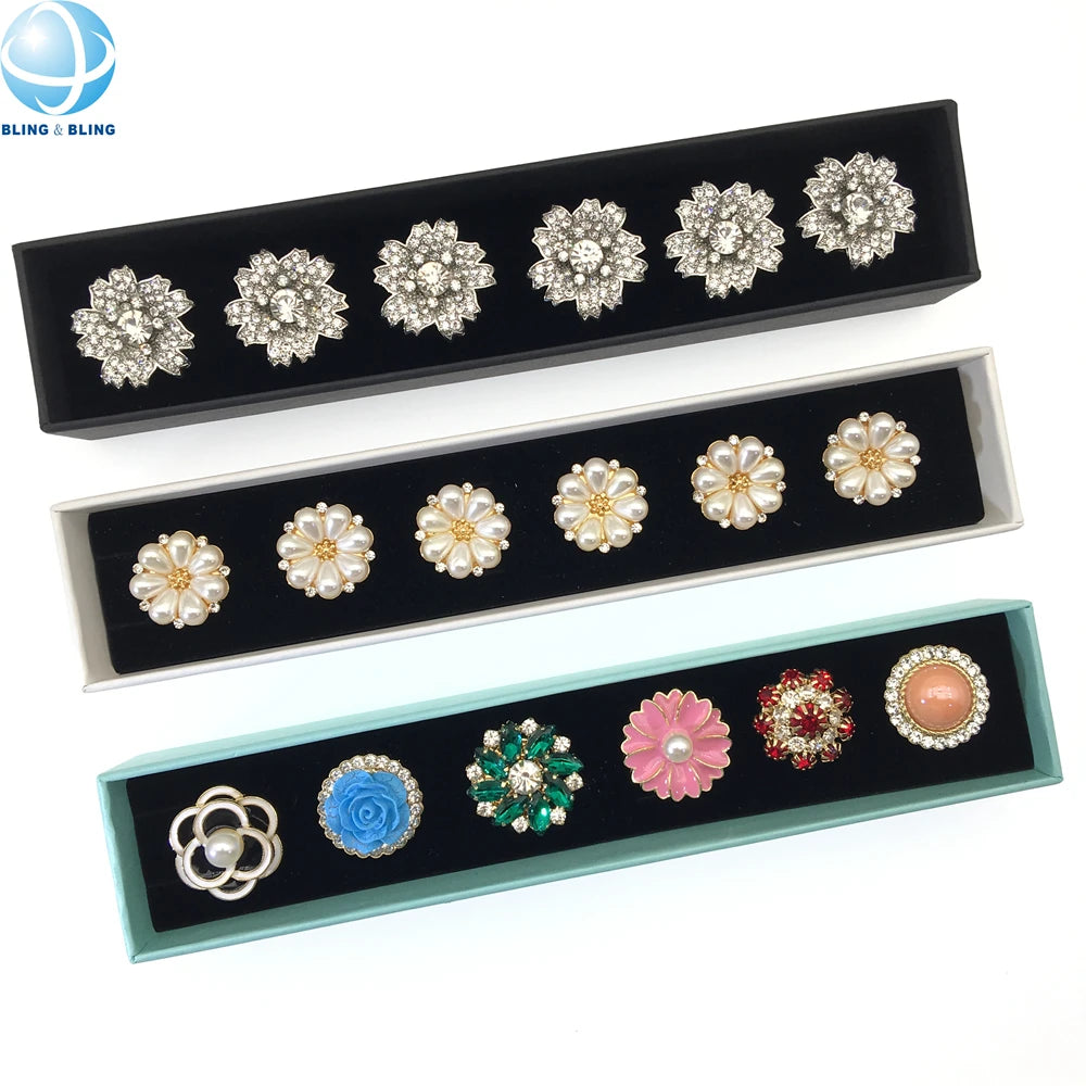 Great Button Jewelry Gift Set Flower Design Brass Button Cover for Shirt No Sew Women Cufflink Button Clip on Your Clothing