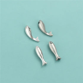 Personalized 925 Sterling Silver Small Fish Charm Beads for Jewelry Making Accessories Supplies