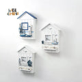 Key Holder Decorative Mediterranean Style Key Box Wooden Crafts Wall Decoration Key Box Cabinet House Shape