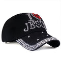 Wholesale Fashion Rhinestone Caps Baseball Caps JESUS Hats Custom Rhinestone logo Baseball Hat Bling Sport Cap