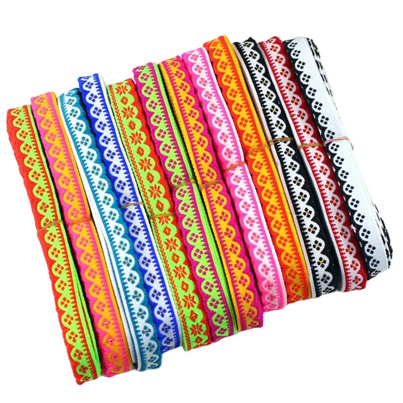 DIY Sewing Vintage Soft Lace Ribbon Lot 13 mm Rolls Flower Embroidery Jacquard Webbing Trims Teeth Edge Cloth Lace for Costume