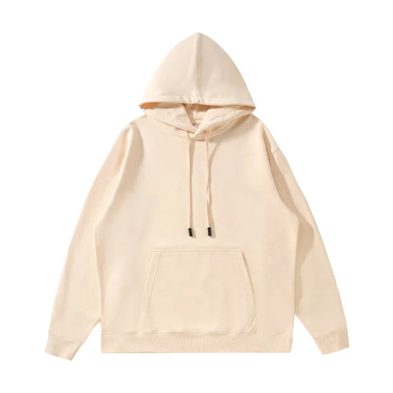 2025 Quality 380gsm French Terry Oversized Sweatshirt Plain French Terry 100% Cotton Beige Hoodie 380gsm Wholesale