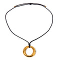 J&D Hollow Round Pendant Necklace 18K Gold Silver Plated Stainless Steel Black Rope Drop Necklace for Women
