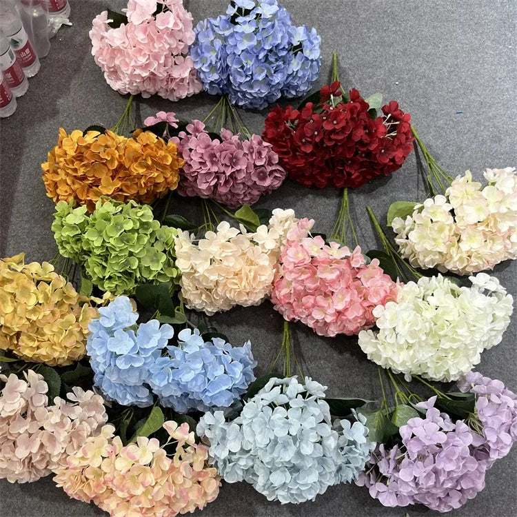 Cheap Price G-2156 High Quality Silk  Artificial Hydrangea Bouquet Flower Head for Wedding Decoration