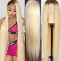 Glueless Wigs Human Hair 180% Density 30 32 34 Inch Blonde Wig with Dark Roots Full Lace Ombre 1b613 Human Hair Wigs