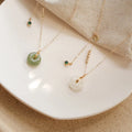 Natural High Quality Hetian Jade Donut Pendant Necklace for Women Girls
