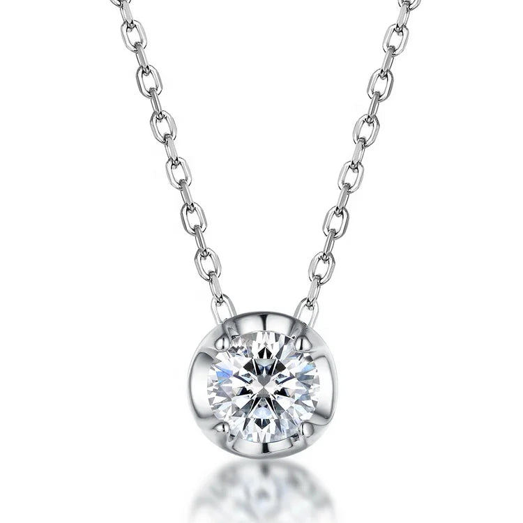 Simple Fashion Women Jewelry 925 Sterling Silver Moissanite Necklace MegaBDM