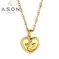Ason New Fashion Gold Color Charm Party Jewelry Necklace Wholesale Stainless Steel Heart with Angel Pendant Necklace for Women