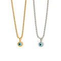 MECYLIFE Devil Eye Necklace Men's Hiphop Blue Eye Necklace Stainless Steel Amulet Necklace