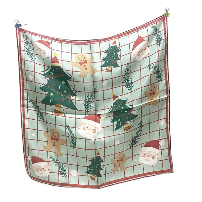 Christmas Design Scarf Silk Neck Scarf 25inch Designer Scarf for Women