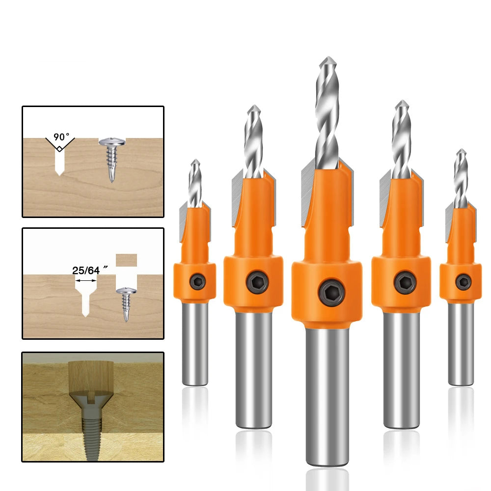 Deburring Tool Set HSS Countersink Wooden Hole Bits With Magnetic Screw Ring Drill Bit for Drilling Wood