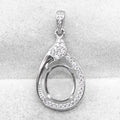 Sterling Silver 9*11mm Semi Mount Pendant Empty Frame Blank Support Setting S925 Base Holder Without Center Stone for DIY Inlay