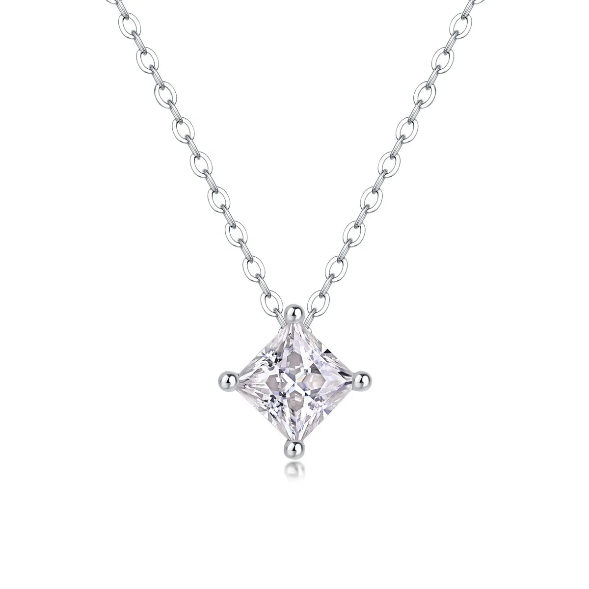 Custom 1CT D Color Cut Moissanite Pendant Necklace for Women 925 Sterling Silver with White Gold Charm Chain Unique Design