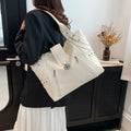 2025 New Arrival Women's Synthetic Leather Tote Bag Double Front Zipper Design Rivet Stylish Handbags