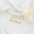 New Style 14K Gold Plated Inlaid Zircon Leaf Shape Square Shape Stud Earrings