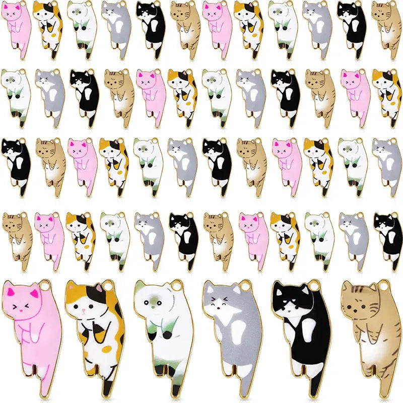 Wholesale Enamel Cat Charms for Jewelry Making 6 Styles Cute Cat Charms Earring Necklace Bracelet Pendants Crafts