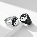 Wholesale Men's Fashion Stainless Steel Tai Chi Bagua Seal Ring Personalized Black and White Drip Oil Design Ring Spot Wholesale