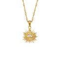 Merryshine Stainless Steel Hollow Turkish Evil Gold Filled Plated Pendant Turkey Eye Jewelry Necklace for Women