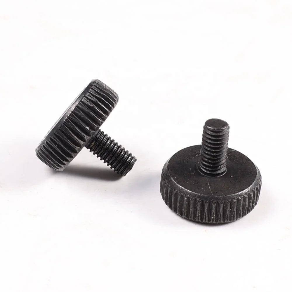 Custom Logo Printing #8 #10-32 Black Anodized Aluminum Thumb Screw Knob with Knurled Head
