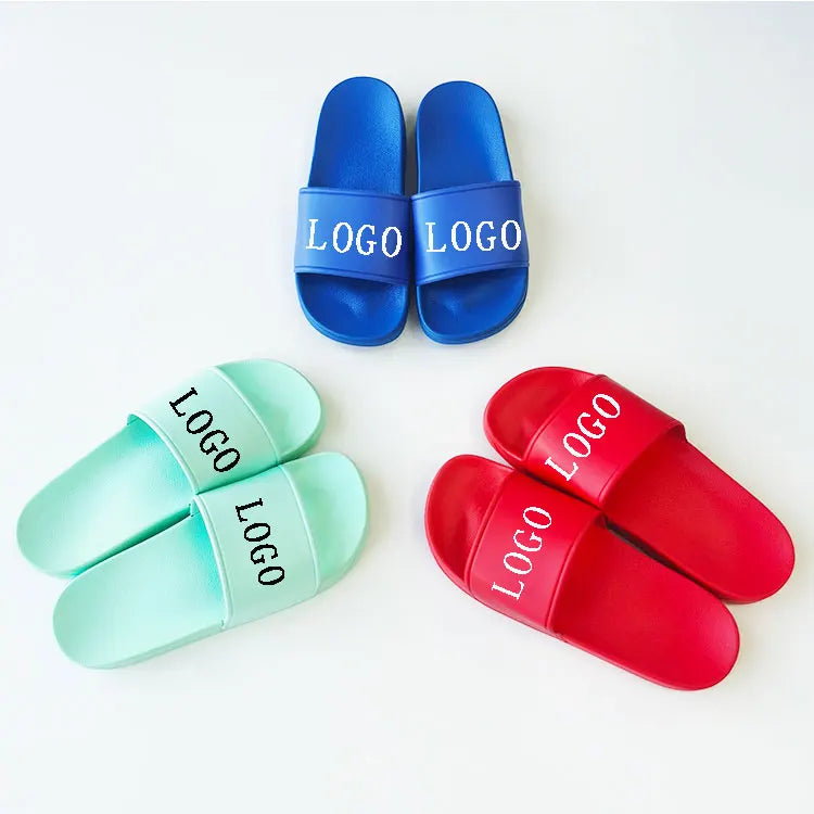 2024 America Hot Sale Unisex PVC Footwear Sandals Indoor House Custom Logo Navy Blue Slippers Women Comfortable Customize Shoes