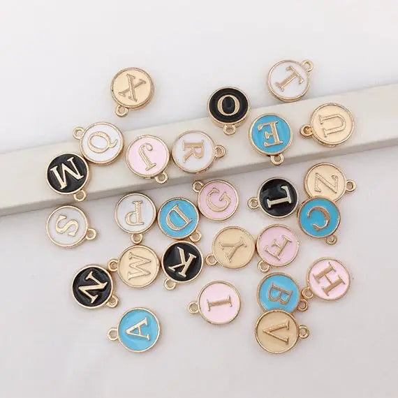 Custom Silver Initial Alphabet Letter Charms A-Z 26 DIY Metal Letter Charms with Gold Plating Jewelry Accessories