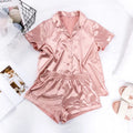 Custom Satin Women Girls Pajamas Short Sleeve Ladies Satin Pajamas Set Unisex Short Satin Pjs