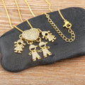 QIKU Fashion Crystal Heart Shape 4 Girls and Boys Pendant Necklace Gold Copper Copper Cubic Zircon Party Jewelry Gift Wholesale