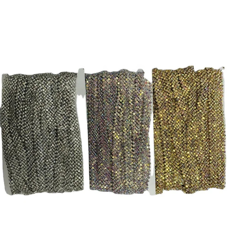 Wholesale Silver Color Crystal Chains Wedding Bridal Sash Belt Trimmings for Dresses Jewelry Crystal Lace Tape for Garment