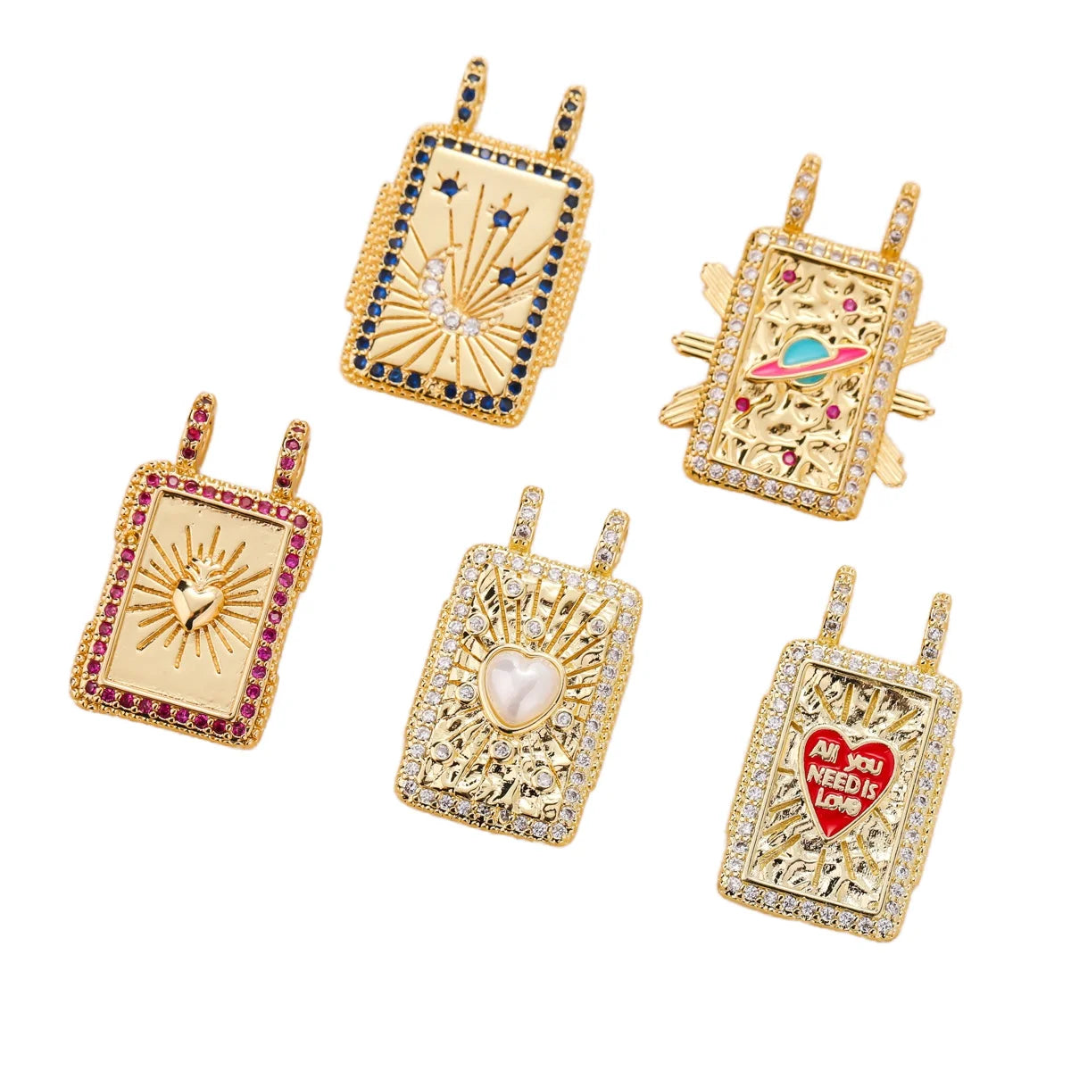 Beimai DIY Copper Zircon Pendant Heart Oil Drop Square Eye for Jewelry Making with OEM Keychain Accessories Brass Material