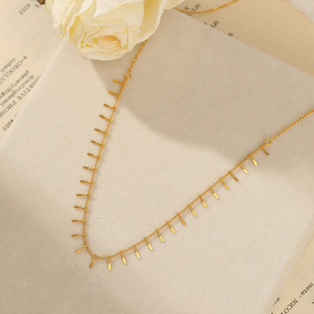 Minimalist Waterproof Stainless Steel Necklace Tarnish Free Gold Plated Chokers Necklace for Women Collier En Acier Inoxydable