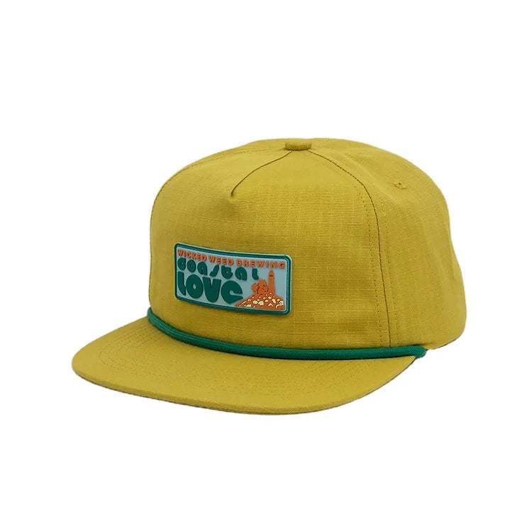 Custom Performance Outdoor 5 Panel Nylon Snapback Cap with Leaf Embroidery Patch