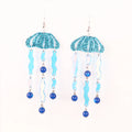 Creative New Personality Blue Beads Cute Jellyfish Magic Glitter Acrylic Earrings Elegant Fairy Long Earrings for Women Girls
