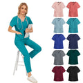 Quick Dry Breathable Elastic Custom logo Short Sleeve Doctor Hospital Uniform Nurse Uniforms Scrubs Set Straight Pants Suits