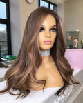 HD Lace Highlight Ash Brown Virgin Cuticle Aligned European Hair Wigs Wholesale Price Customized Style Size