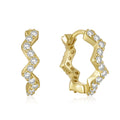 Wholesale Wave Design White 5A CZ Hoop Earrings 925 Sterling Silver 18k Gold Plated Jewelry Cubic Zirconia Hoop Earrings