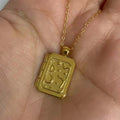 PVD 18K Gold Plated Stainless Steel 2023 Moon Star Vintage Photo Box Locket Pendant Necklace Jewelry Women