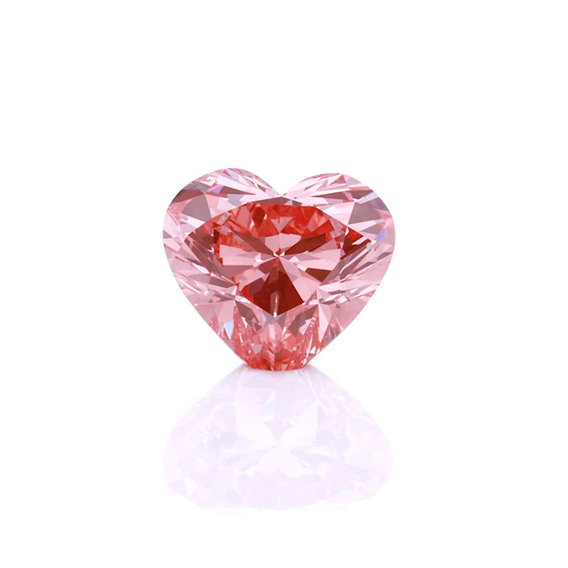 pink Lab Created Diamond Bead Heart Shape Cvd Diamonds Certificate 1 Carat