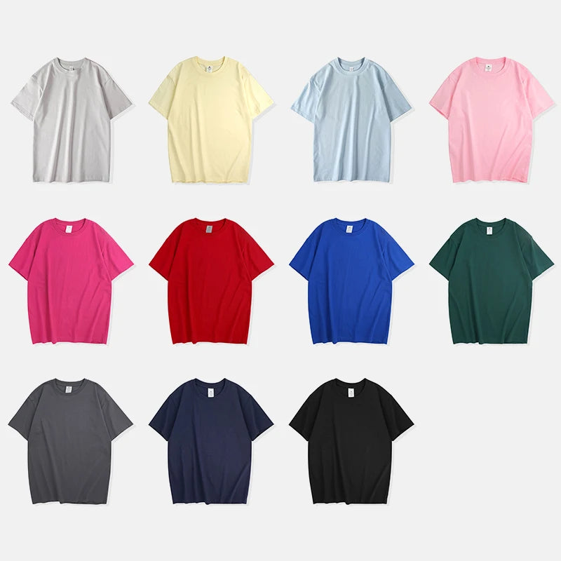 Men's 100% Cotton Custom T-Shirt 230Gsm Heavyweight Casual Oversize Boxy Fit with Short Sleeves and O-Neck Loose Knitted