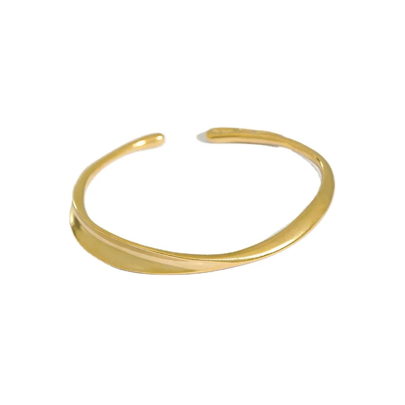 VIANRLA Handmade 925 Sterling  Solid Gold Bangle Cuff
