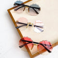 Unisex Blue Black Square Sunglasses for Kids Adults Popular Rimless Fashion PC Frame UV400 Acrylic TAC Lenses Custom Logo Lens