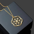High Polished Stainless Steel Circle Mandala Seed of Life JewelrySacred Geometry Yoga Inspired Necklace for Women
