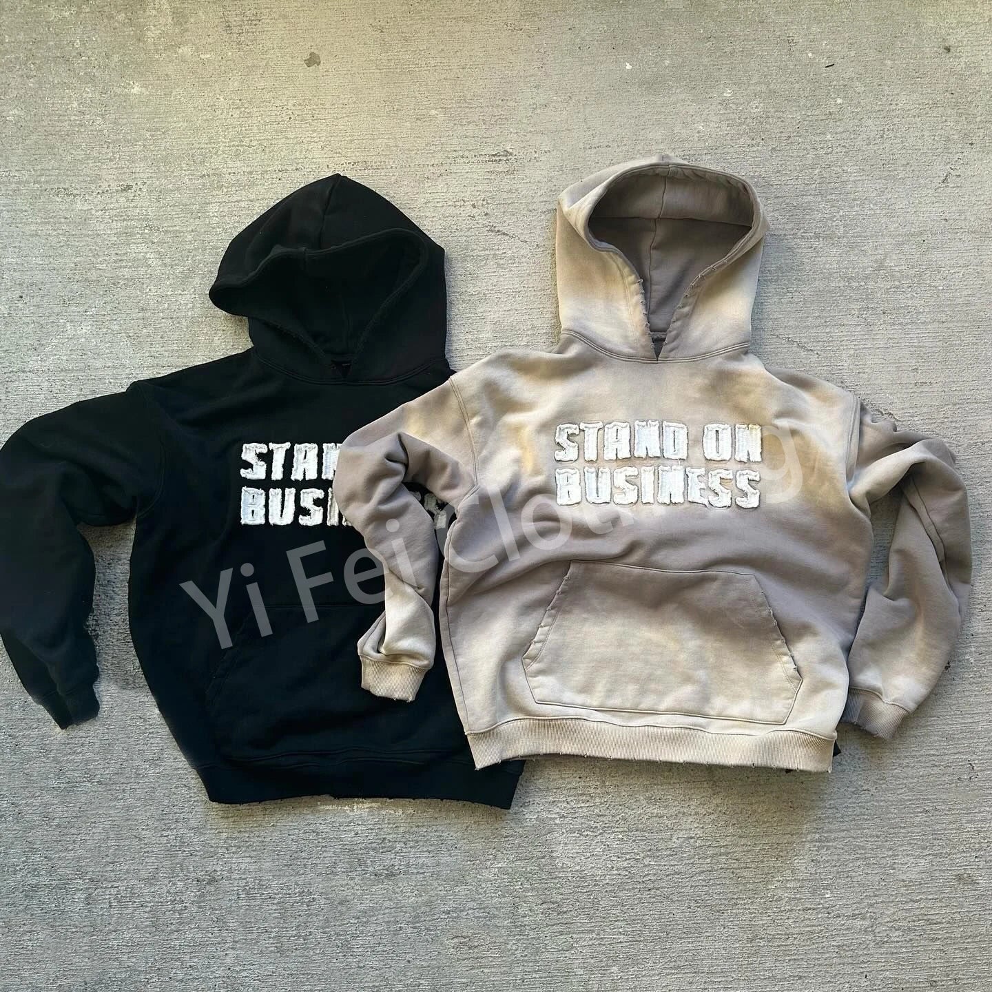 Stylish Heavyweight Acid Wash Sun Faded Hoodie with Distressed Embroidery Patch 100% Cotton Streetwear for Autumn