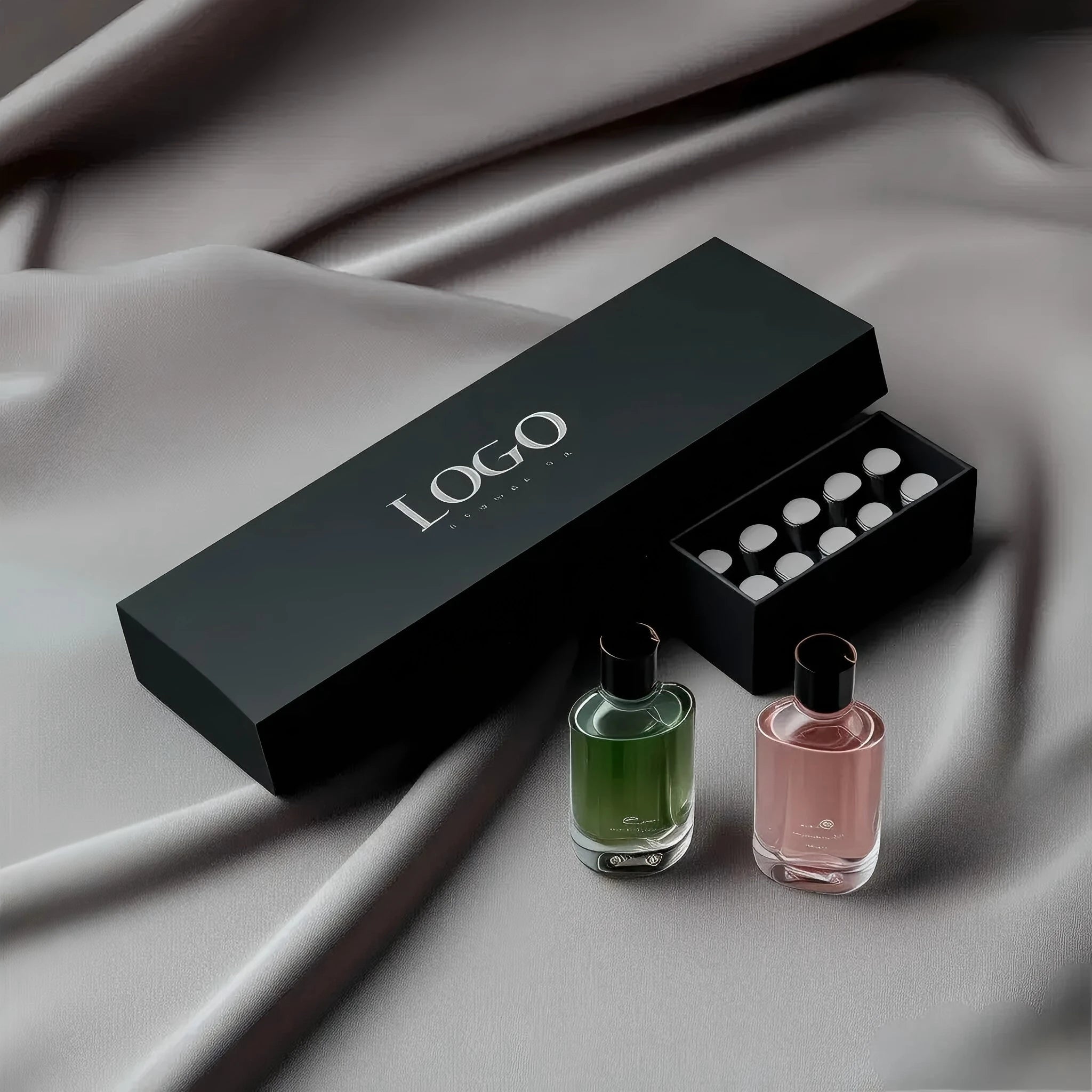 Customized Matte Finish Cardboard Gift Box for Perfume Essential Oil Lotion Packaging Sponge Cosmetics Featuring Embossing