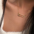 2022 Dazan New 18k Gold Plated Tarnish Free Stainless Steel Iced Out Paper Clip Zircon Pendant Minimalist Necklace for Women