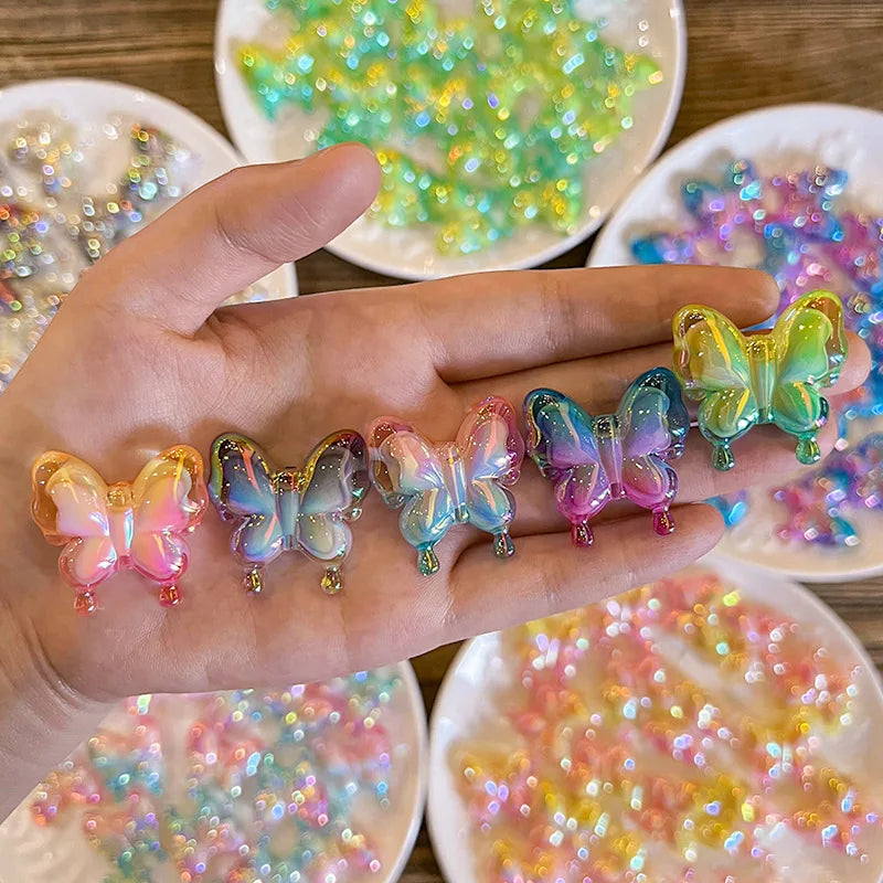 JC 25mm*30mm 1bag/10pieces Beauty Diy Acrylic Beads Accessories for Phone Chain Bracelet Making Shiny butterfly Beads