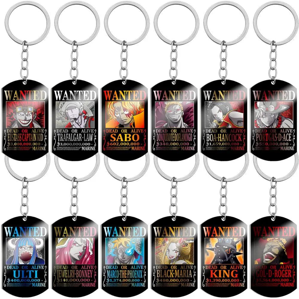 78 Designs Retro Anime One Side Printing One Pieces Japandi Nica Gear 5 Luffy Wanted Metal Keychains Accessories NeckLace Tag