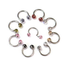 Wholesale Ball Nose Ring Titanium Earrings 14K Body Jewelry Zirconia Gemstone F136 Labret Piercing G23 Piercing Jewelry