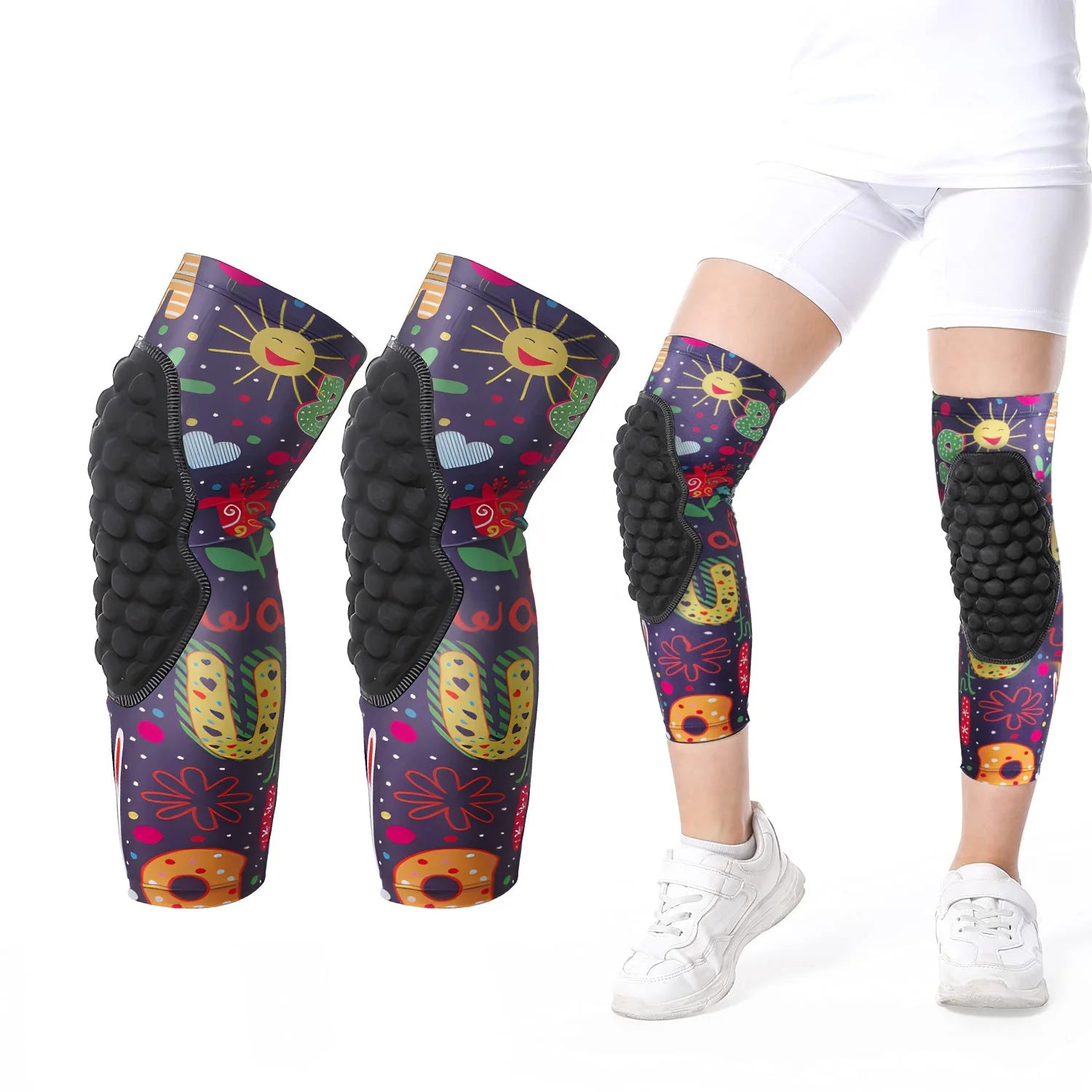 Kids Knee Brace Support Honeycomb Compression Wrap With EVA Pads & Adjustable Patella Band